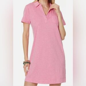 Lilly Pulitzer Dune UPF 50+ Short Sleeve Heathered Pink Polo Dress, Size L, NWT
